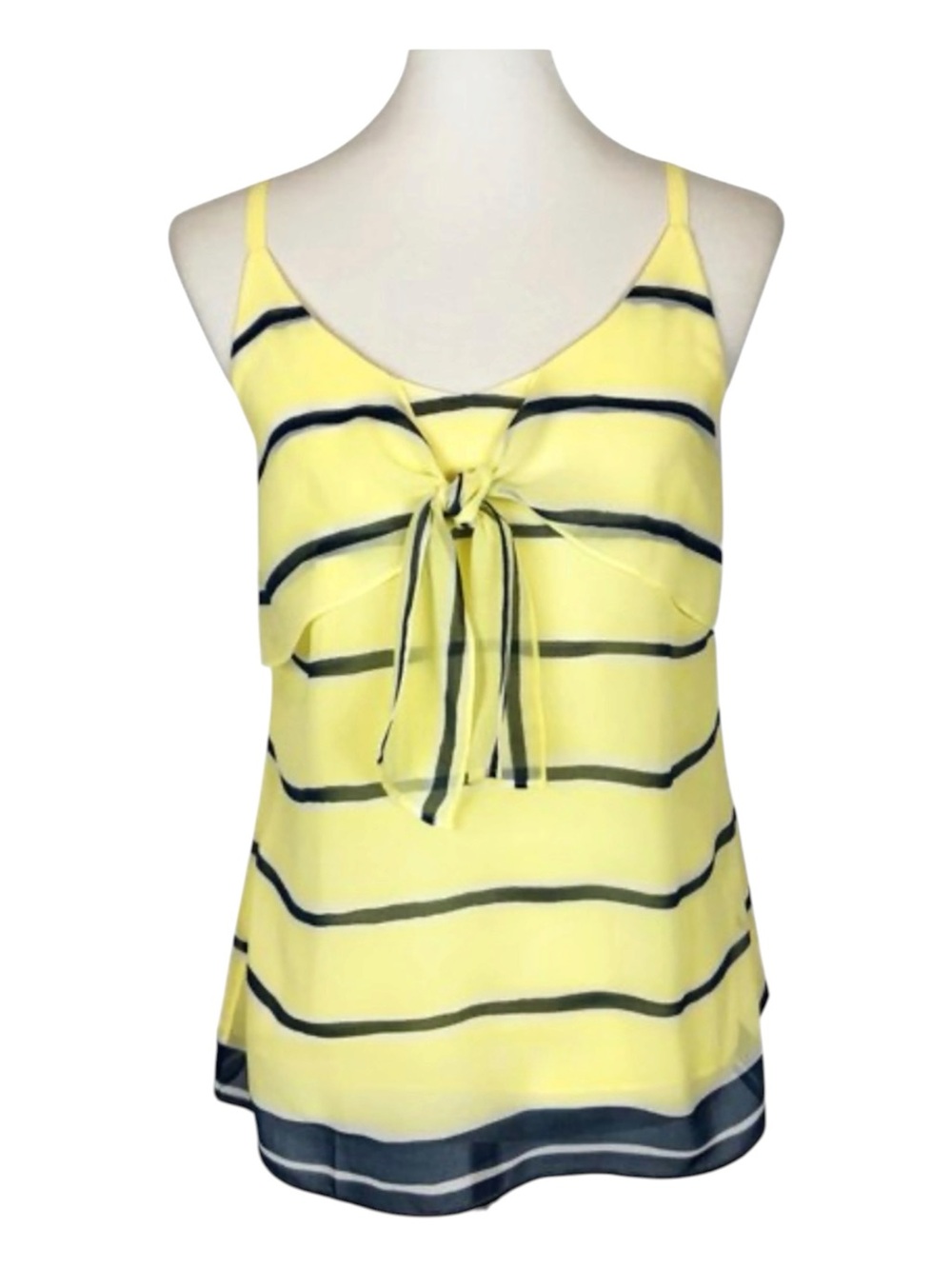 CAbi Yellow and Navy Striped Tie-Front Cami Size:S - Picture 6 of 6